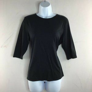 Pure Jill Black Tee Ballet Sleeve Round Neck Size M